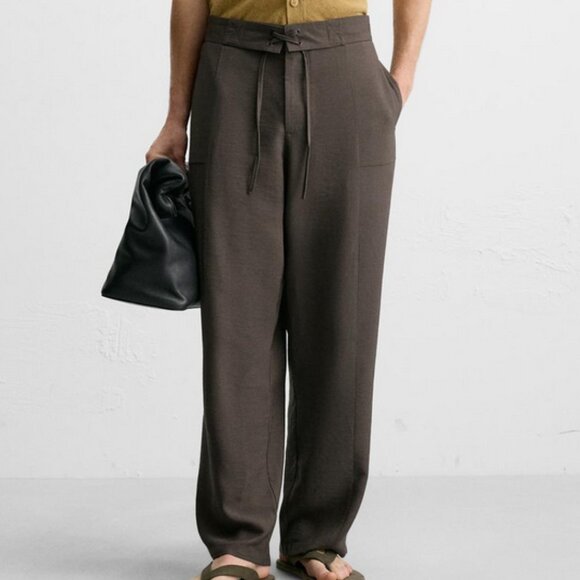 Flowy Drawstring Pants | Chocolate - Picture 1 of 6